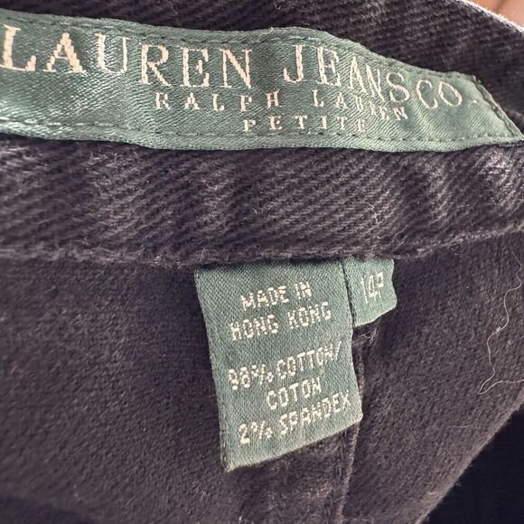 Lauren Ralph Lauren Floral Embroidred Black Jeans Womens 14P Straight Leg Denim - Picture 9 of 9